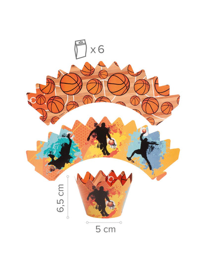 6 Kit de décoration pour cupcakes avec toppers Basketball