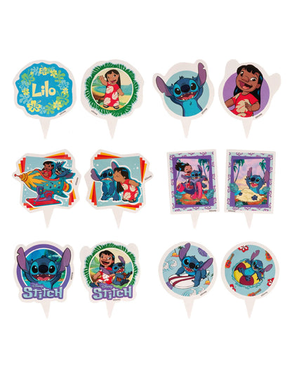 6 Kit de décoration pour cupcakes avec toppers Stitch