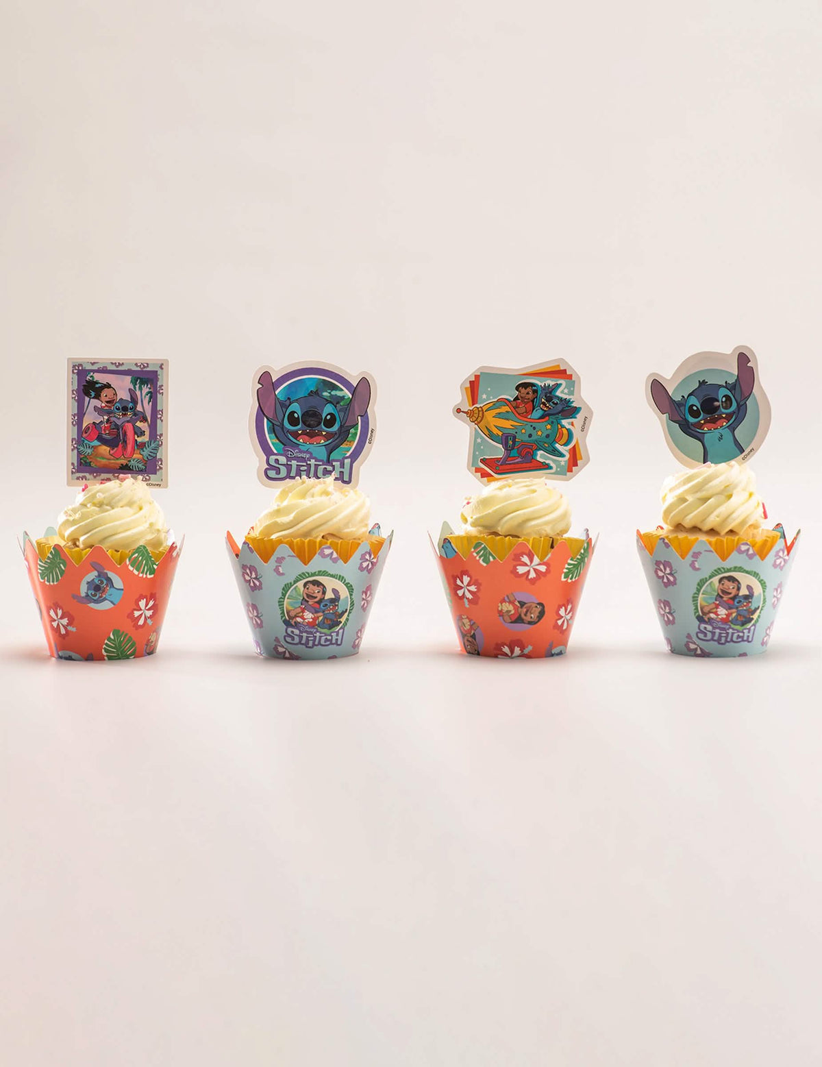 6 Kit de décoration pour cupcakes avec toppers Stitch