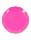 6 Petites assiettes réutilisables en plastique rose et or 19 cm