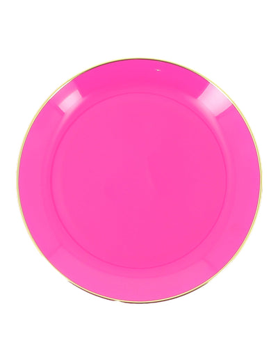6 Petites assiettes réutilisables en plastique rose et or 19 cm