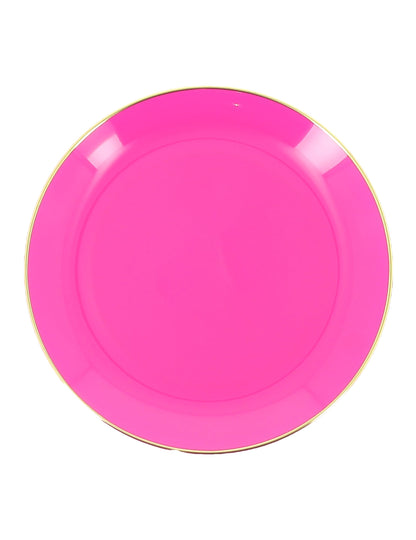 6 Petites assiettes réutilisables en plastique rose et or 19 cm