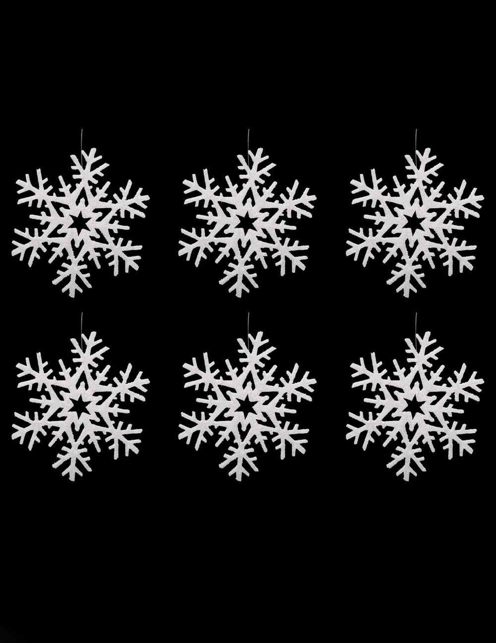 Suspensions flocons pour décoration de Noël blancs à paillettes