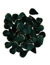 60 donkergroene en gouden fluwelen bloemblaadjes 3 x 5 cm