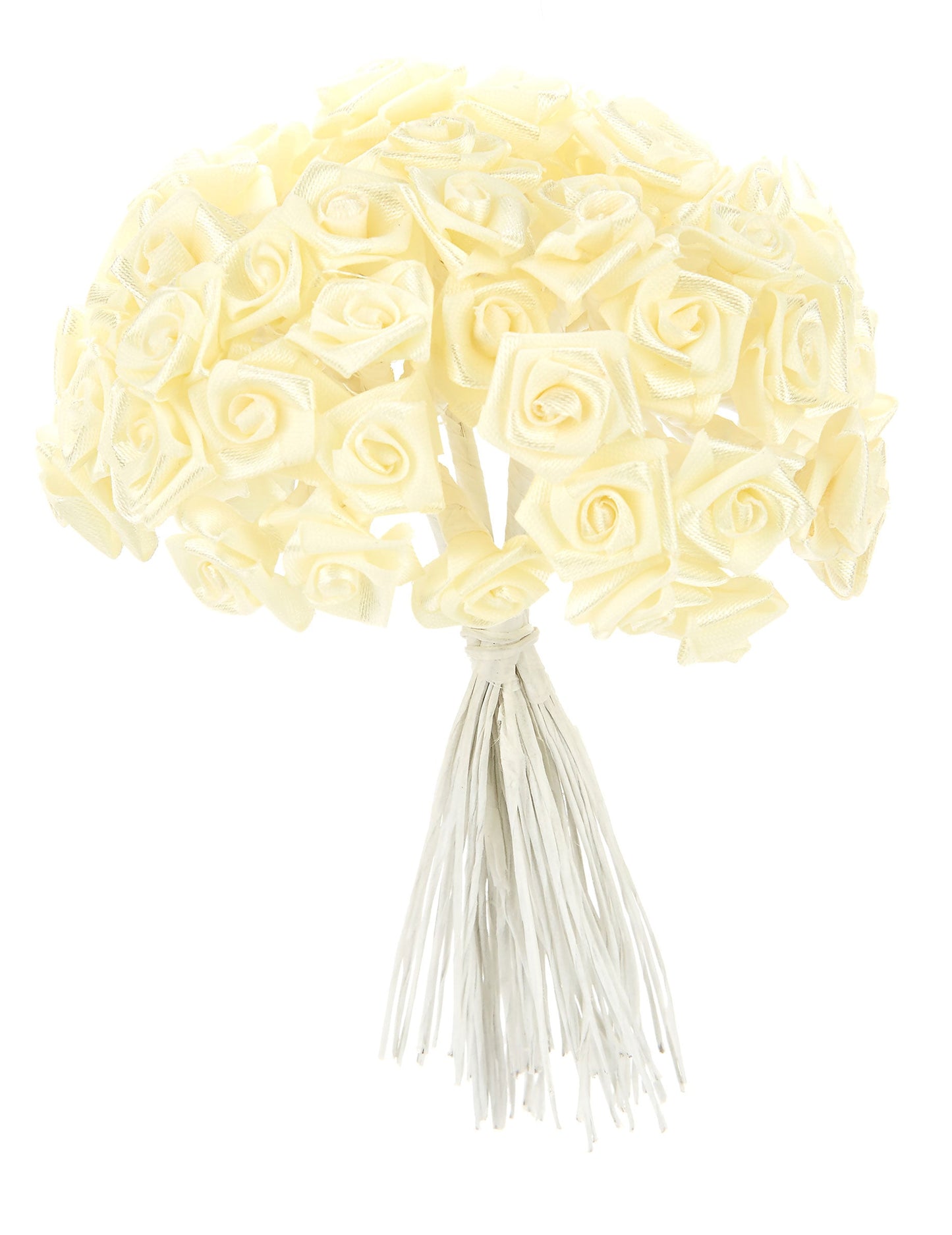 Mini roses en satin pour mariage ivoire