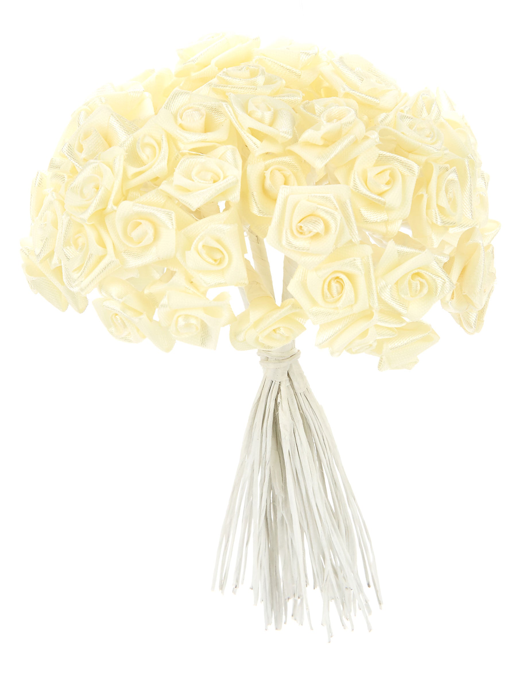 Mini roses en satin pour mariage ivoire