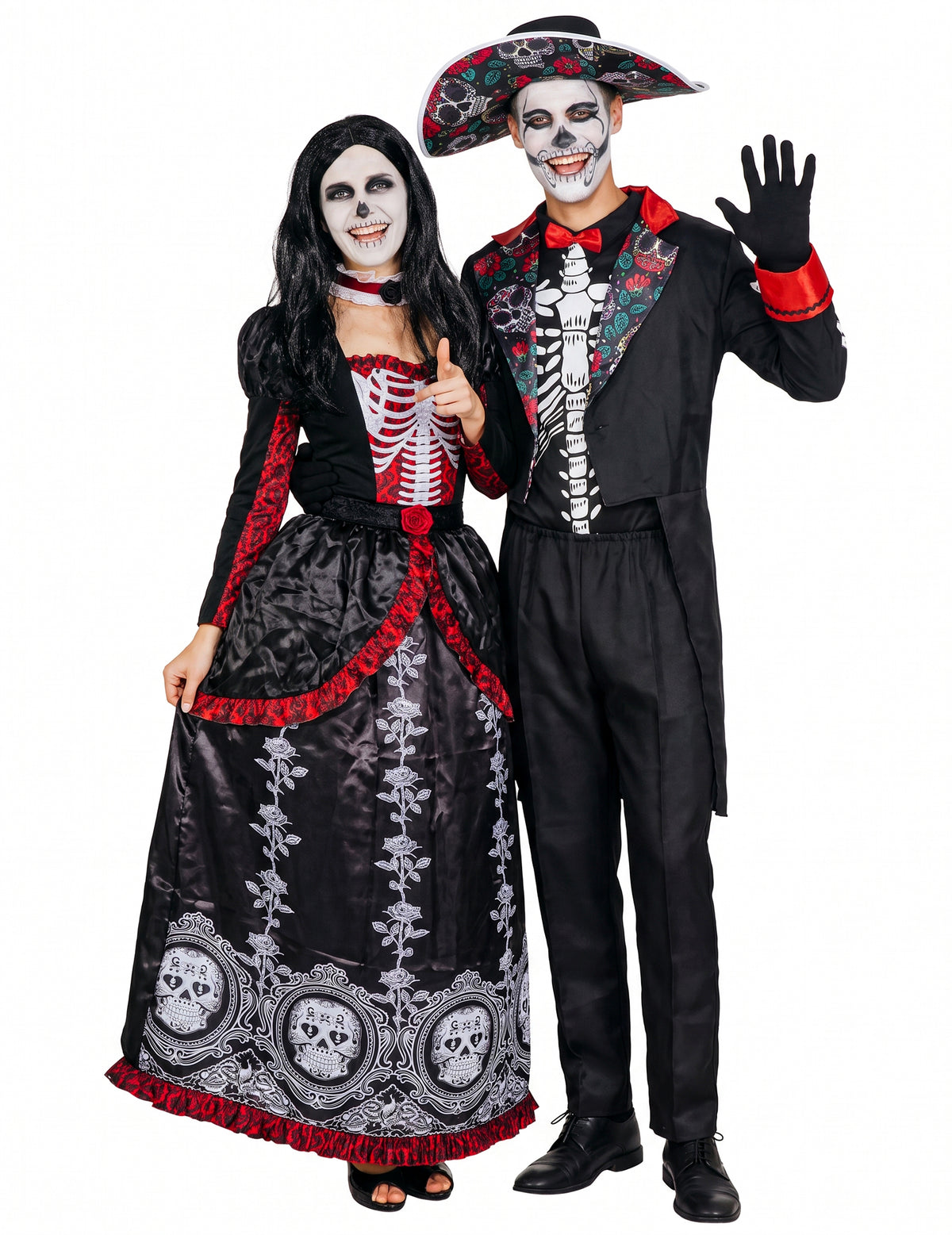Déguisement de couple squelette Dia de los Muertos adulte