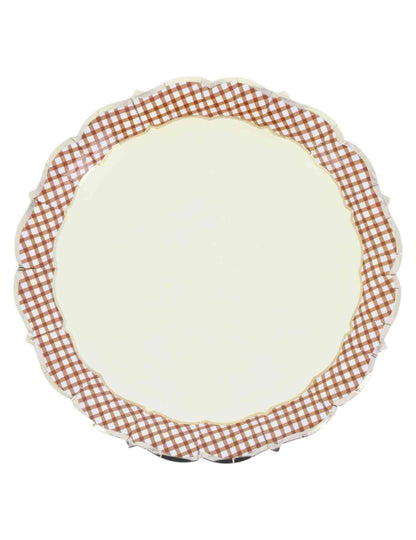 8 assiettes Cottage Living en carton crème auburn et or 23 cm