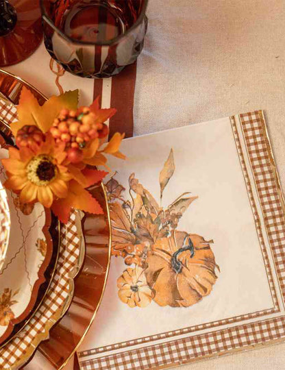 8 assiettes Cottage Living en carton crème auburn et or 23 cm