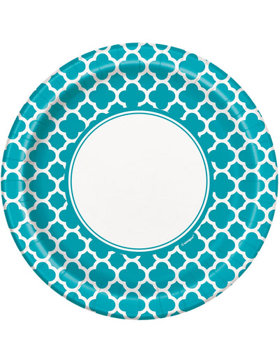 8 Assiettes en carton Grafik turquoise 22 cm