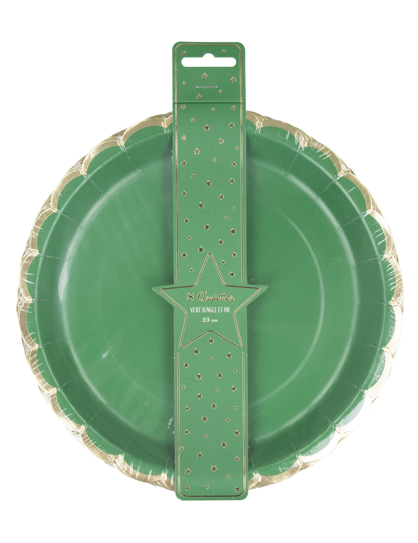 Détail de l'emballage des assiettes festonnées en carton Noël pour la fête