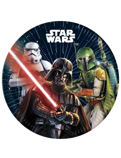 Assiettes en papier Star Wars Galaxy multicolores avec Dark Vador et Boba Fett