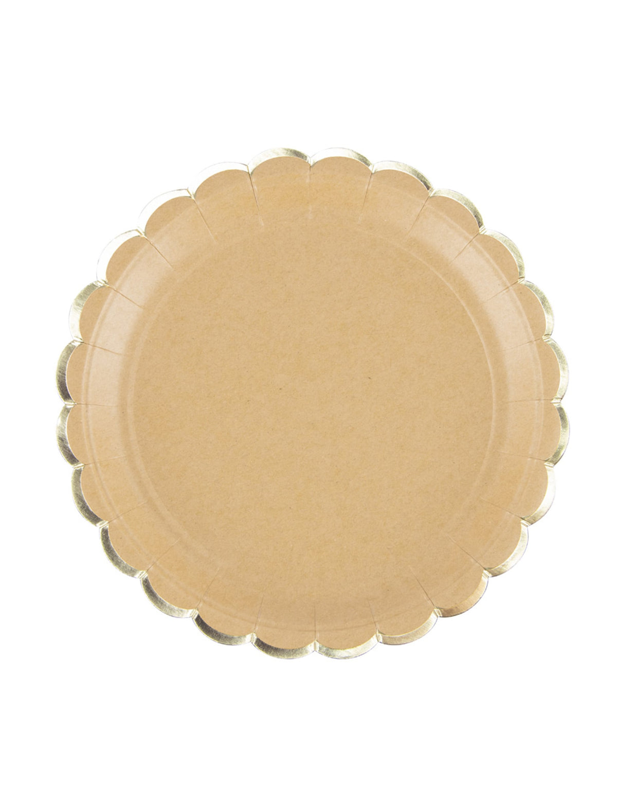 Assiettes en carton festonnées kraft et or