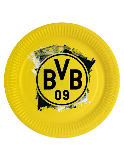 Assiettes rondes en carton Borussia Dortmund jaune et noir avec logo BVB 09