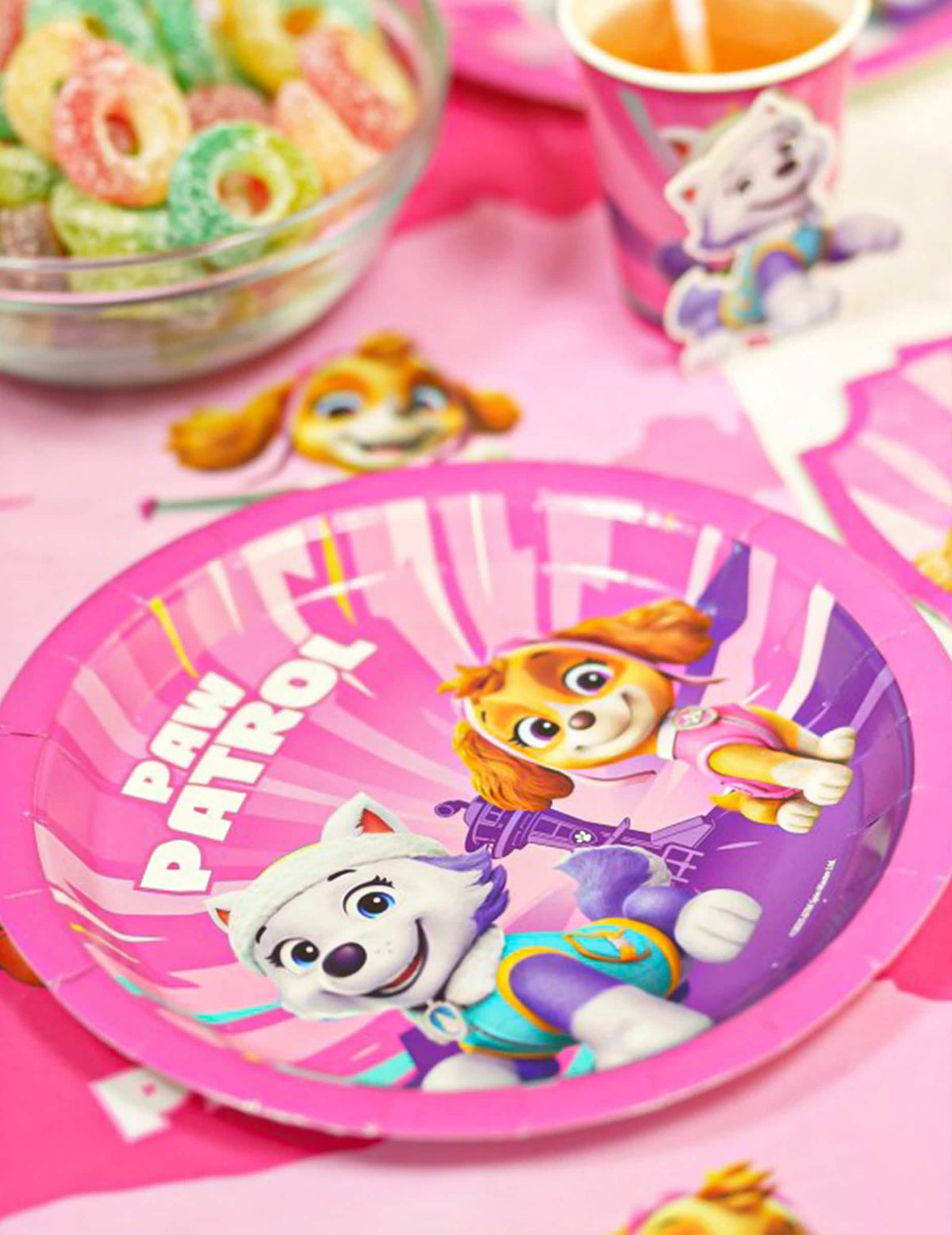 8 roze bordjes Paw Patrol™ 23cm