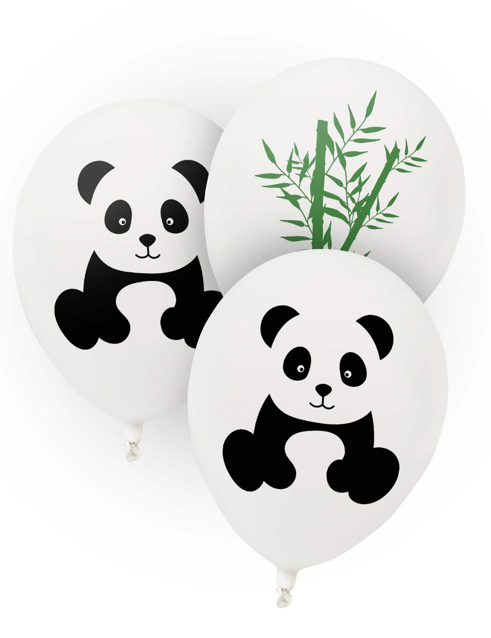 Ballons en latex panda pour décoration anniversaire blancs avec motifs panda et bambou