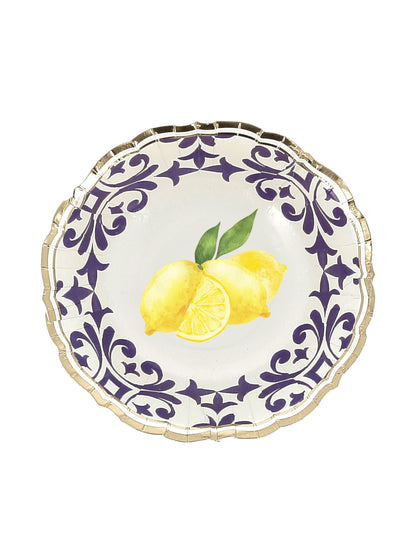 8 Bols en carton bleu roi Citrons Dolce Vita 13,5 cm