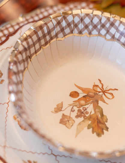 8 bols Cottage Living en carton crème auburn et or 13,5 cm