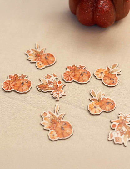 8 confettis Cottage Living en bois terre brûlée 4 à 5 cm