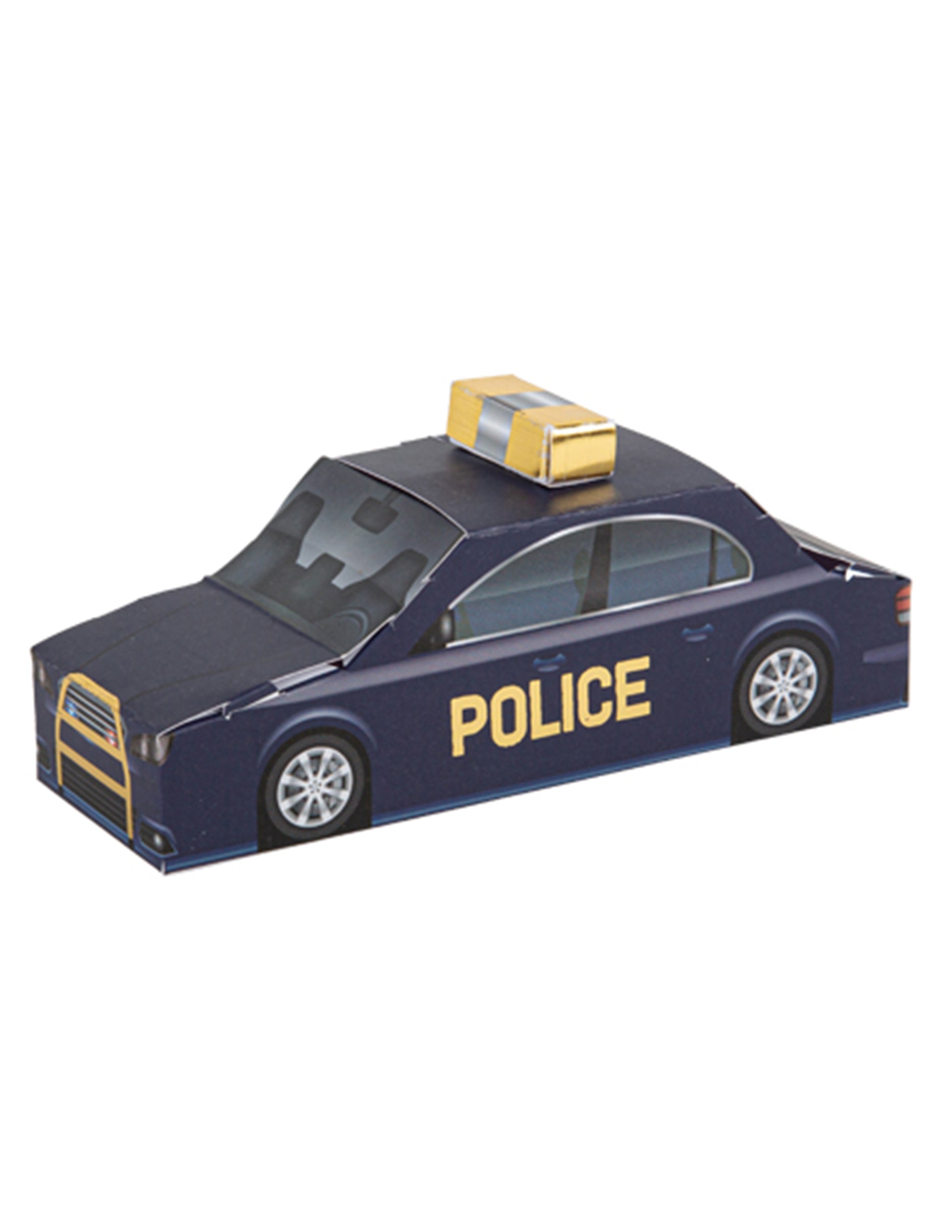 Contenant voiture de police pour enfant bleu marine et jaune