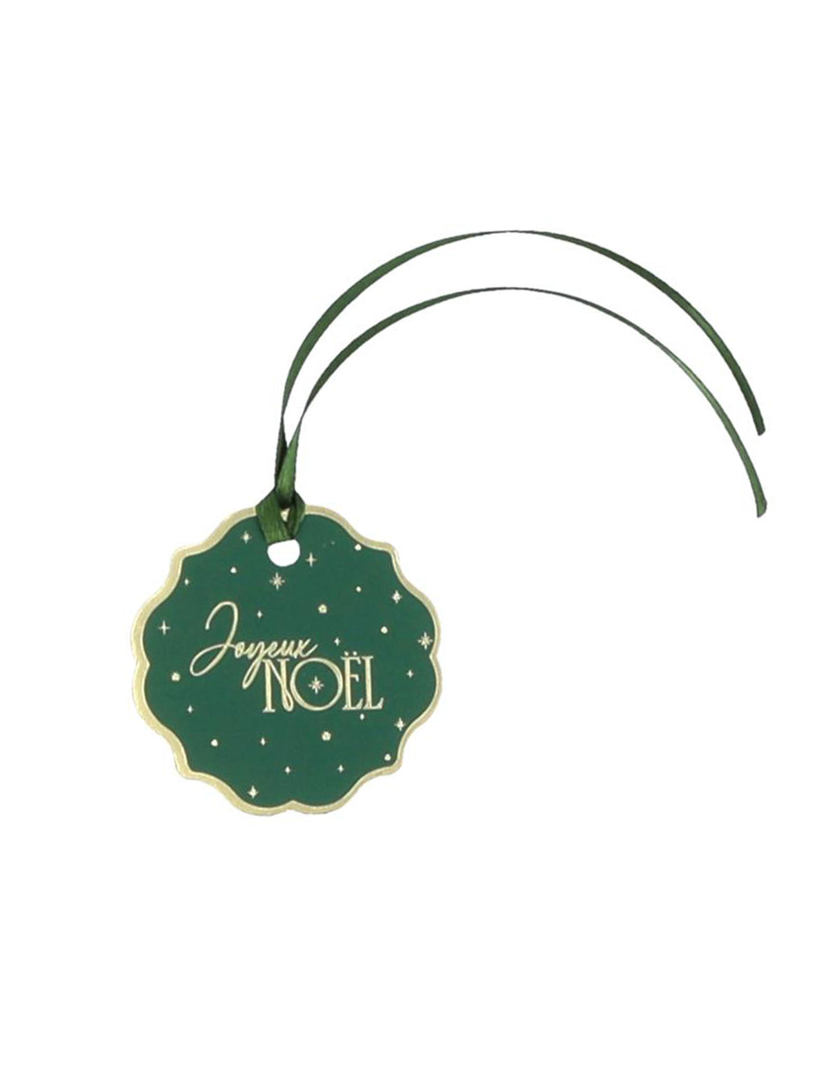 8 tijdloze kerstlabels Vrolijk Kerstfeest Engels groen en goud 4,5 cm