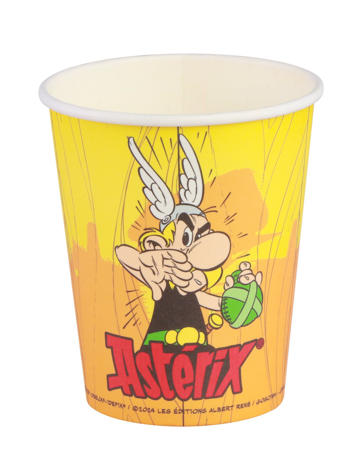 Gobelets en carton Astérix pour anniversaire jaune