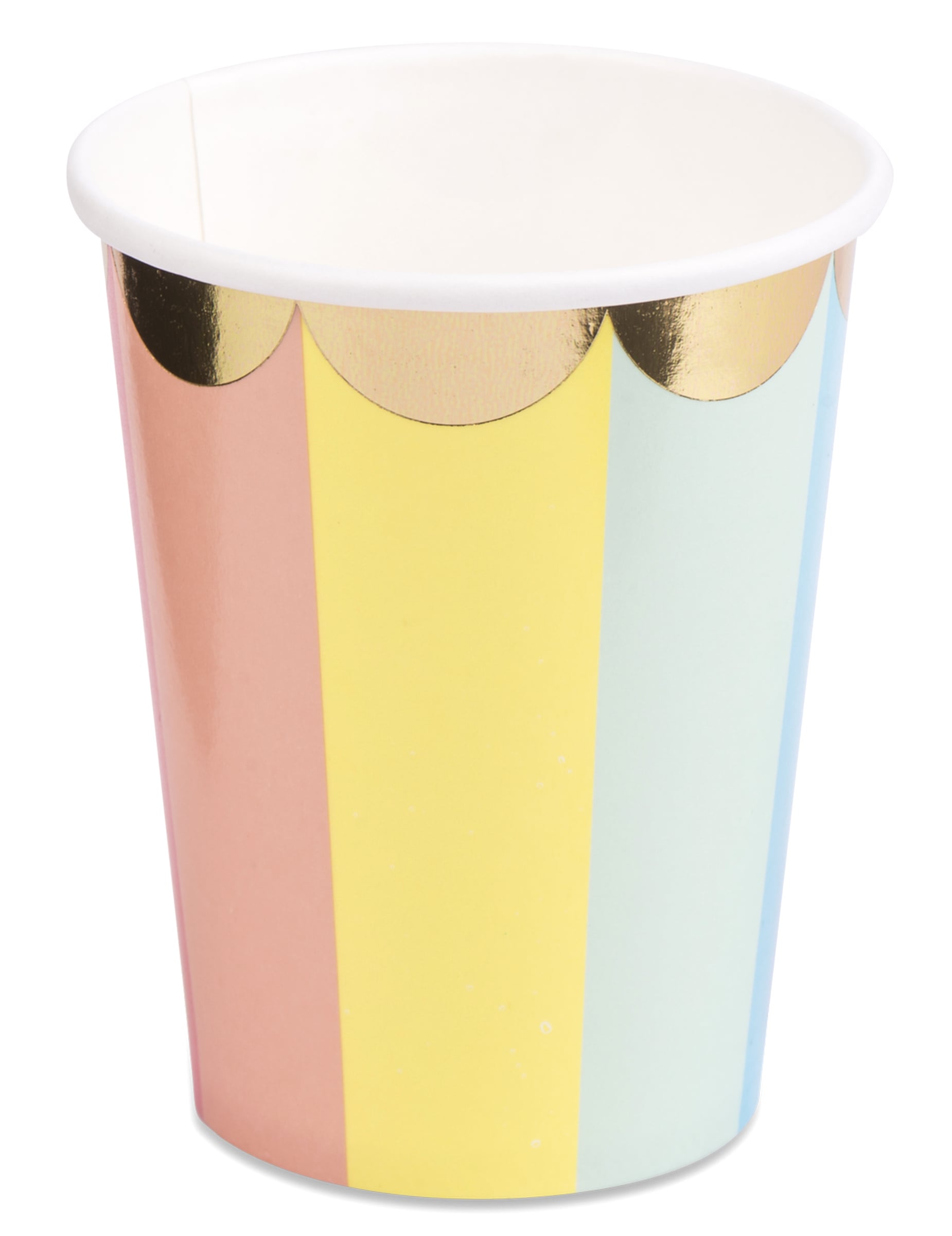 Gobelet en carton berlingot pastel pour fête avec dorure festonnée