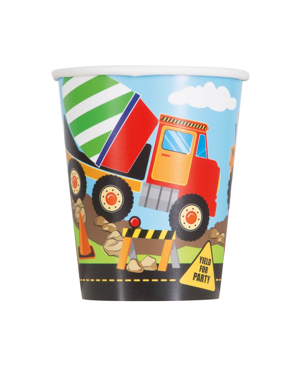 Gobelets en carton chantier pour enfant multicolores avec camion toupie
