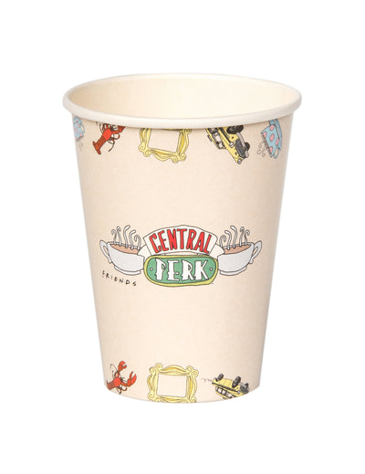 Gobelets en carton Friends beige avec logo Central Perk et motifs iconiques