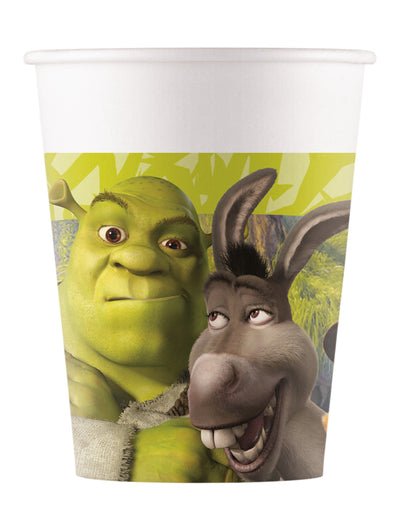 Gobelets en carton Shrek pour enfant 200 ml blancs avec l'âne