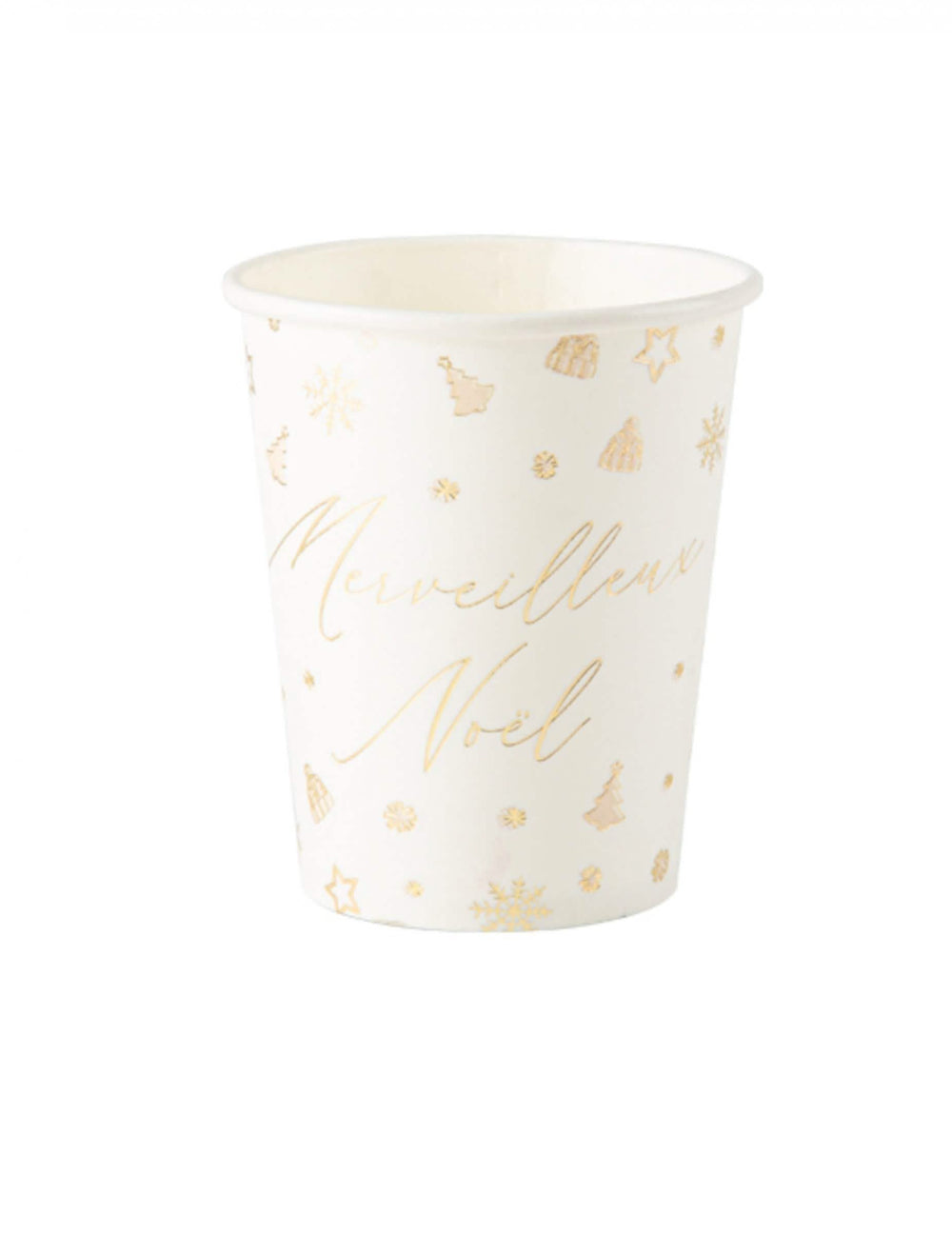 Gobelets en carton Merveilleux Noël blancs et dorés