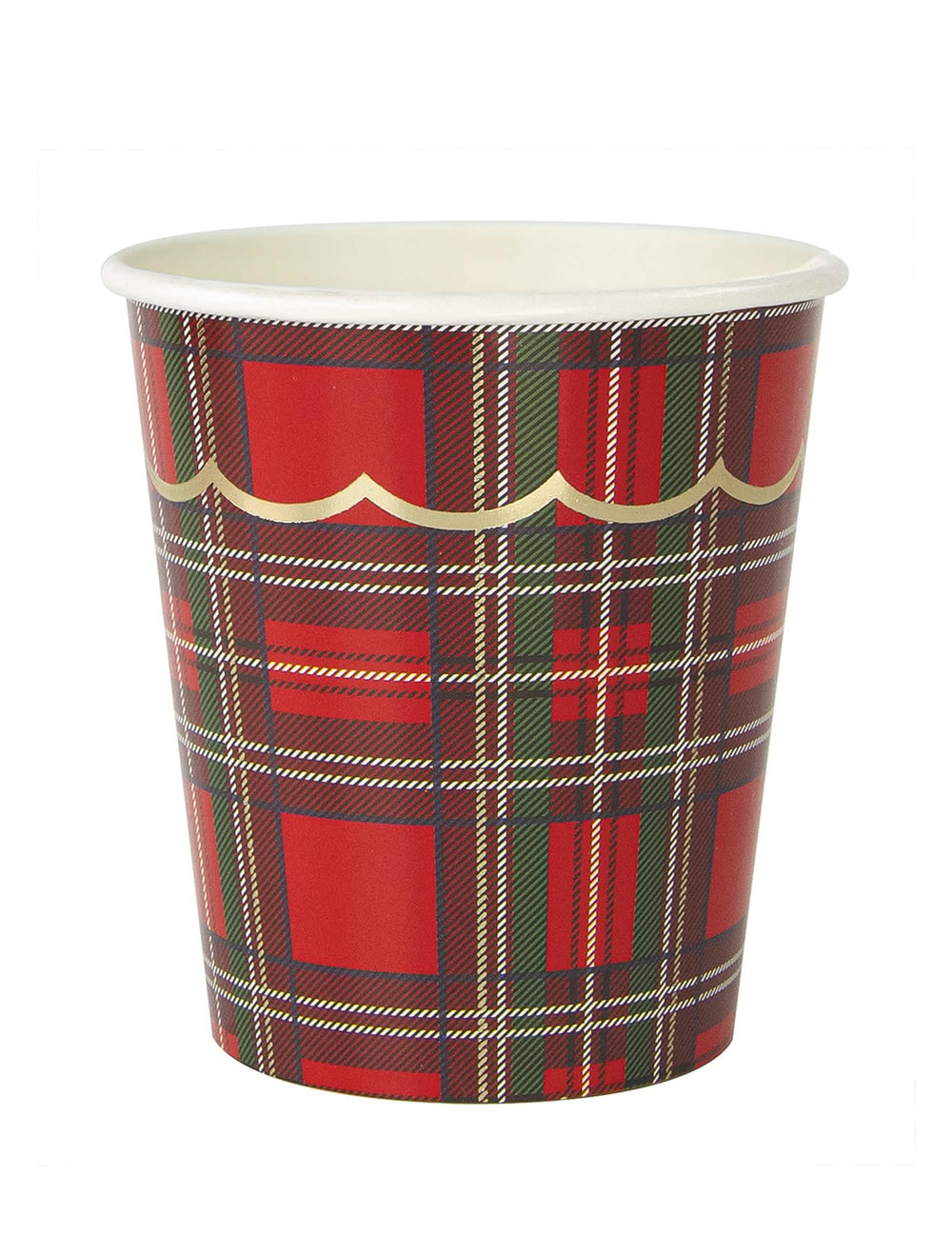 Gobelets tartan de Noël rouges en carton