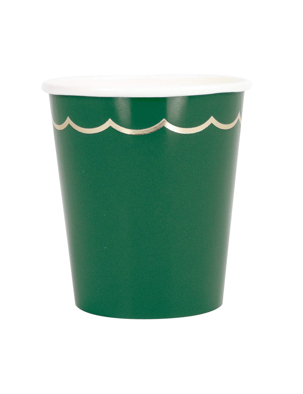 Gobelets en carton de Noël pour fête vert et or festonnés