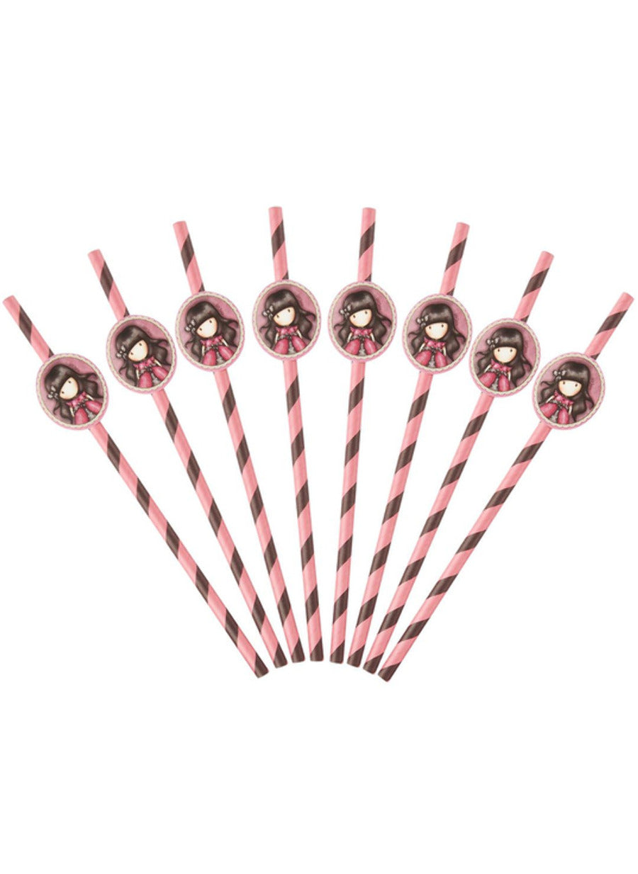 Pailles en carton Ladybird Santoro pour enfant rose et noir à rayures