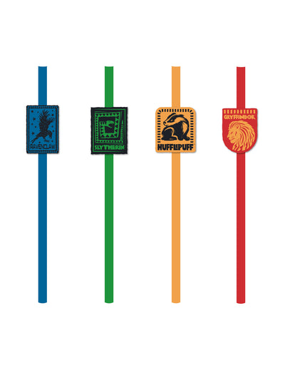 8 Pailles en papier Harry Potter™ avec décor Maisons