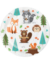 Petites assiettes en carton animaux de la forêt pour anniversaire multicolores avec renard et raton laveur