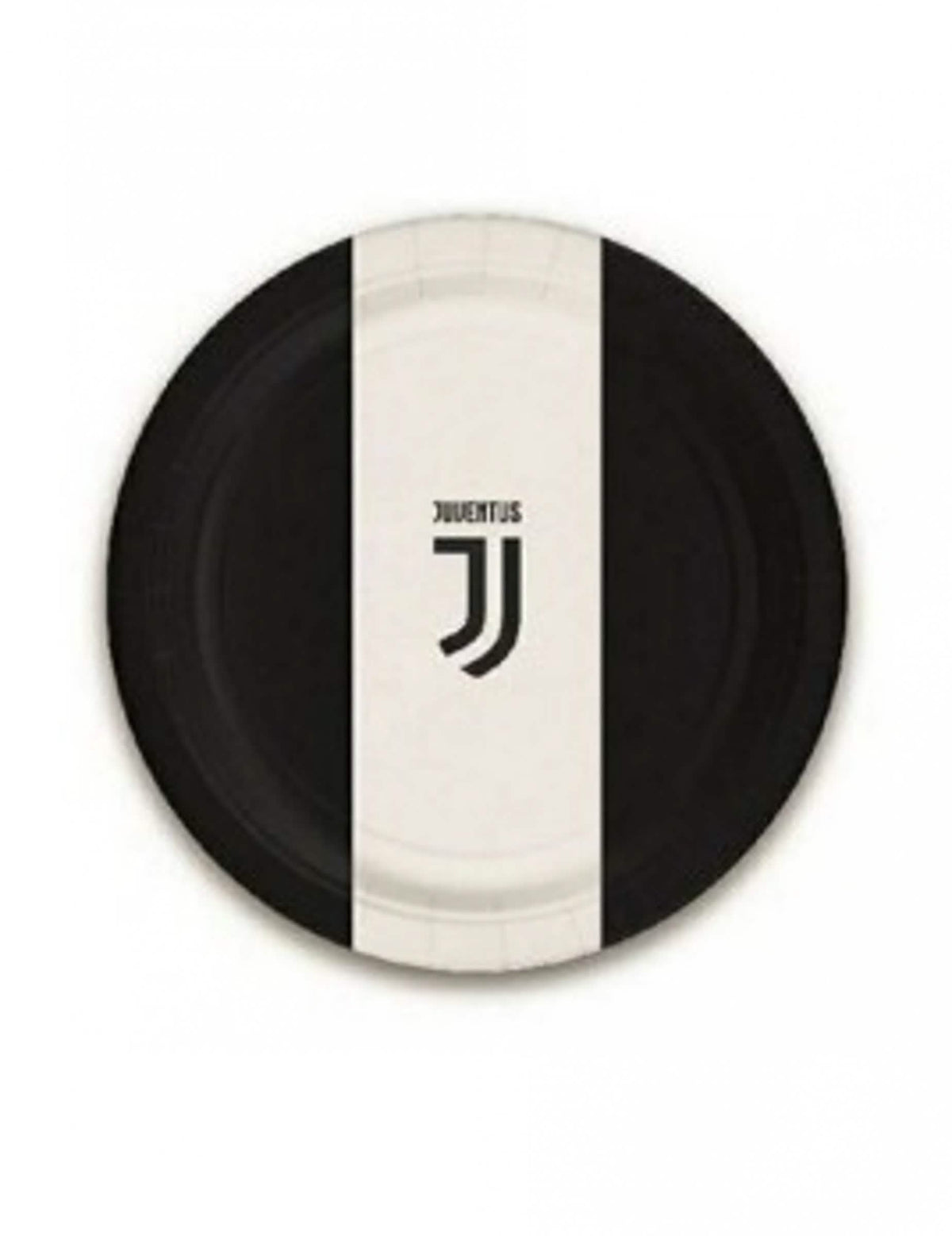 Petites assiettes en carton Juventus pour anniversaire noir et blanc