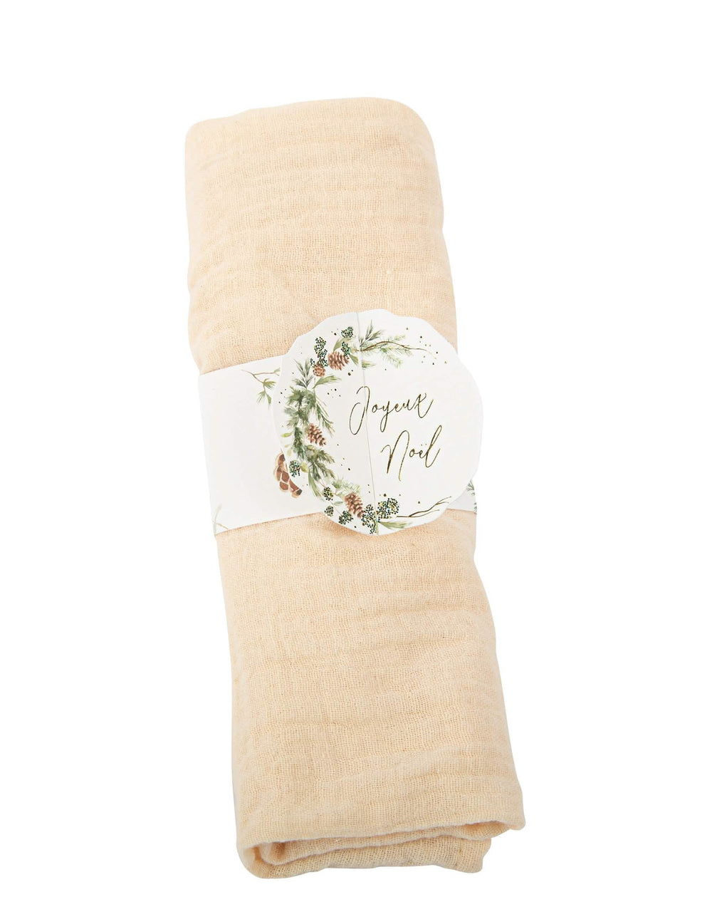 Ronds de serviette Joyeux Noël Forêt enchantée pour table blanc et doré