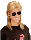 Perruque et lunettes années 80 pour hommes blonde style mulet