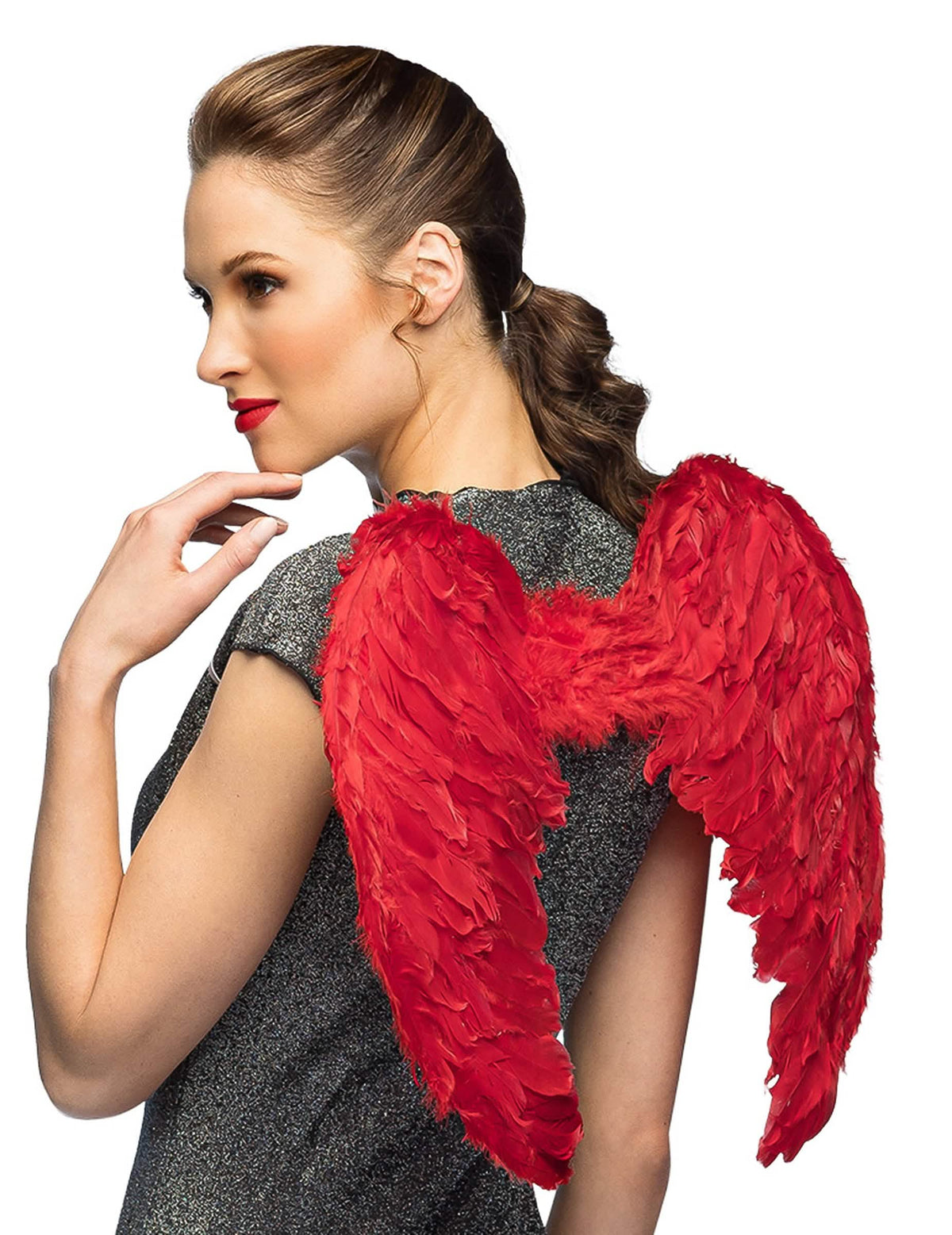 Ailes d'anges pour adulte rouges en plumes