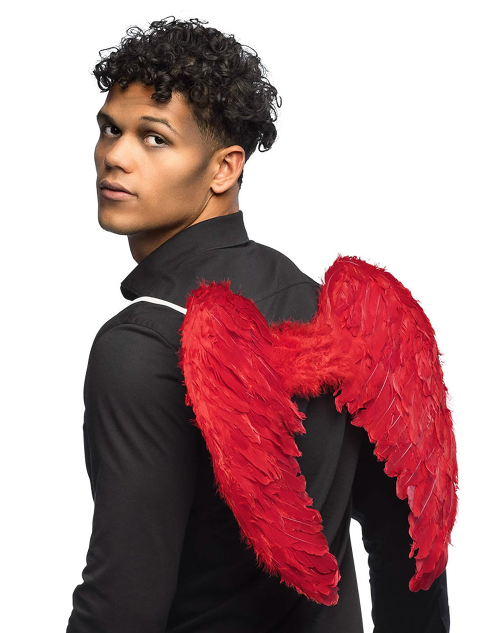 Vue de dos des ailes d'anges pour adulte rouges en plumes