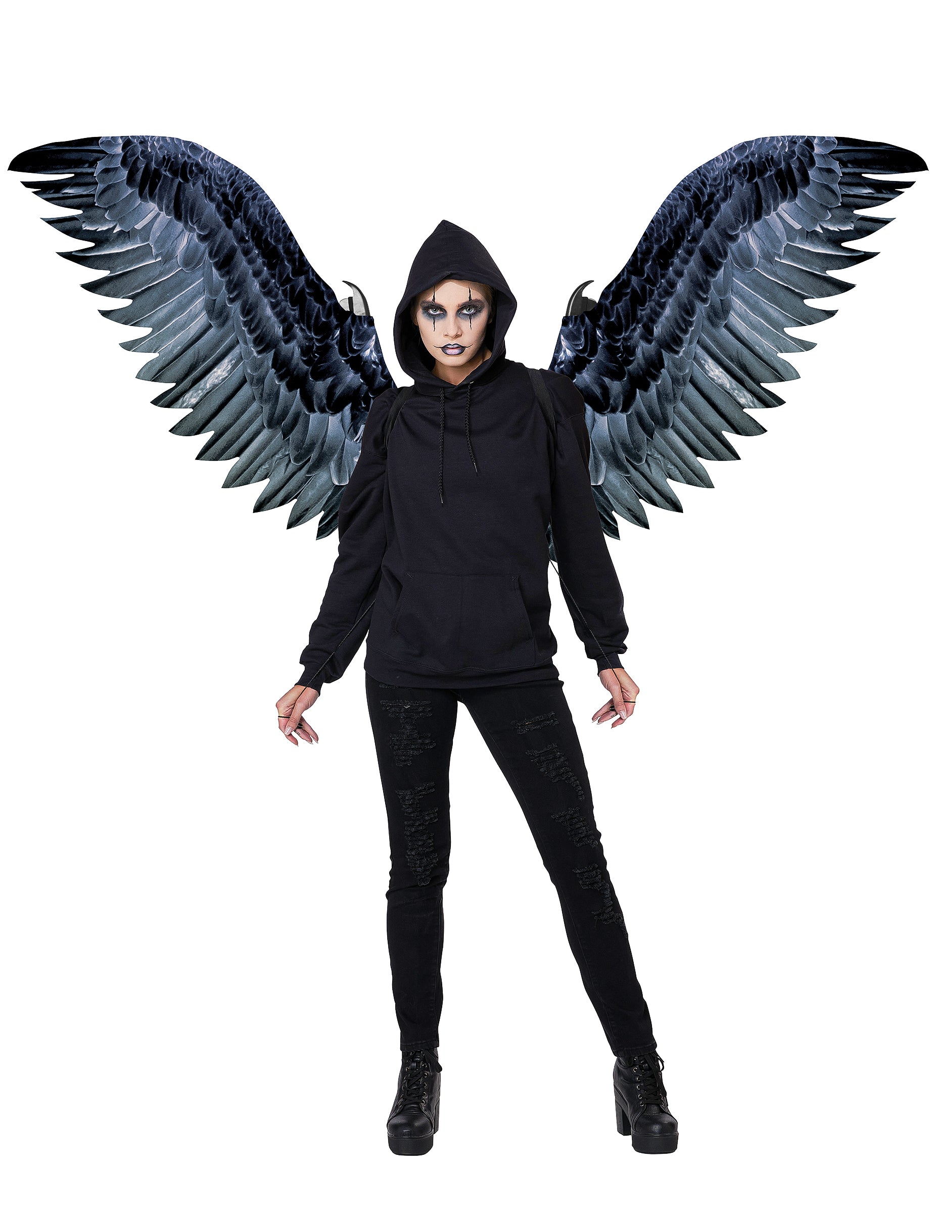 Ailes géantes de corbeau pour adulte noires