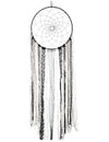 Attrape rêves suspension bohème pour décoration noir avec dentelle