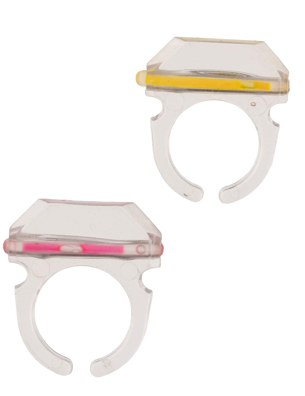 Détail des supports transparents et des bâtonnets de la bague phosphorescente pour fête