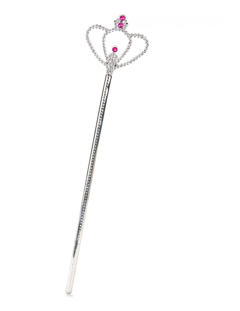Baguette princesse diamant pour adulte et enfant argentée avec pierres roses