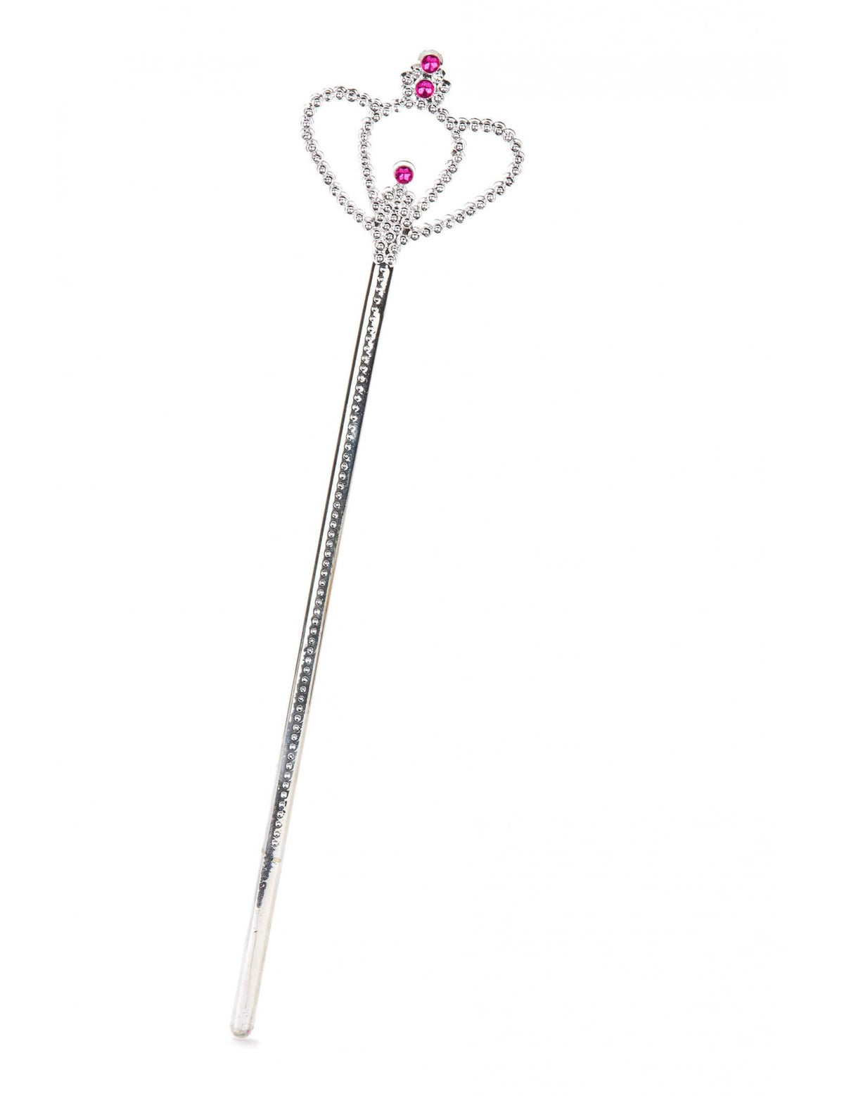 Baguette princesse diamant pour adulte et enfant argentée avec pierres roses