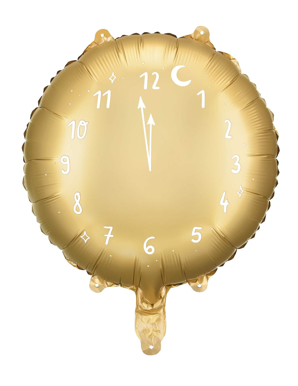 Ballon en aluminium horloge minuit doré avec chiffres blancs