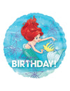 Ballon aluminium Ariel la Petite Sirène Happy Birthday pour anniversaire bleu turquoise