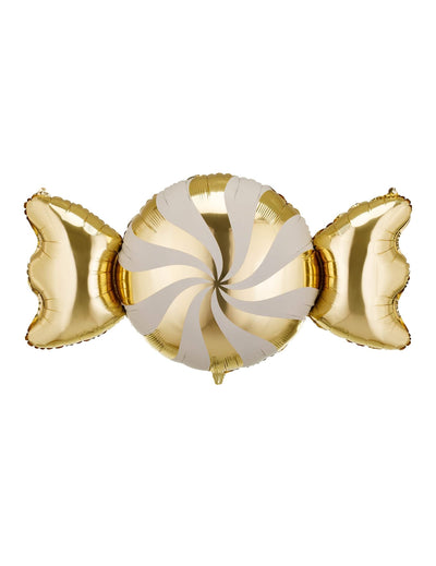 Ballon aluminium Bonbon beige et doré 113 x 54 cm