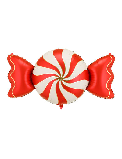Ballon aluminium Bonbon beige et rouge 113 x 54 cm